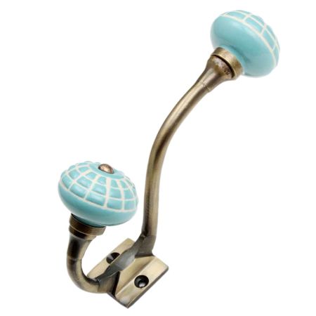 Sea Green Spider Net Etched Antique Iron Hook